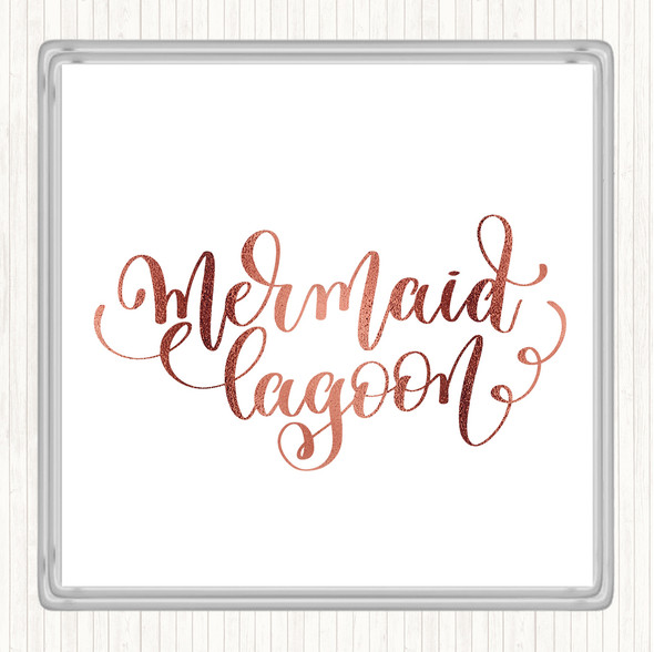 Rose Gold Mermaid Lagoon Quote Drinks Mat Coaster