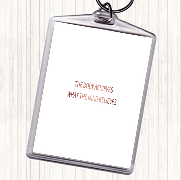 Rose Gold Mind Believes Quote Bag Tag Keychain Keyring