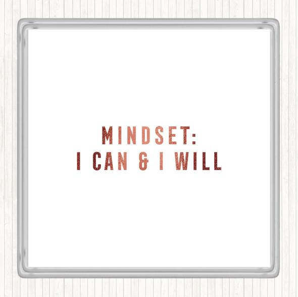 Rose Gold Mindset Quote Drinks Mat Coaster