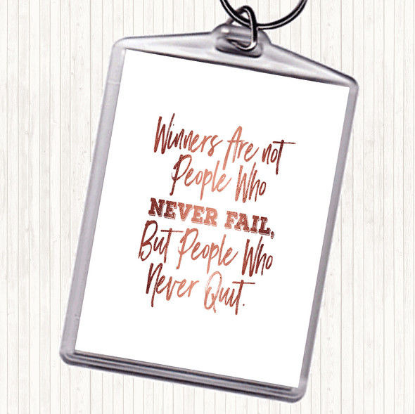 Rose Gold Never Fail Quote Bag Tag Keychain Keyring