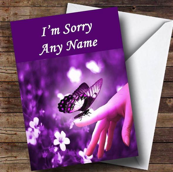 Purple Butterfly Personalised Sorry Card