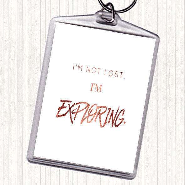 Rose Gold Not Lost Exploring Quote Bag Tag Keychain Keyring
