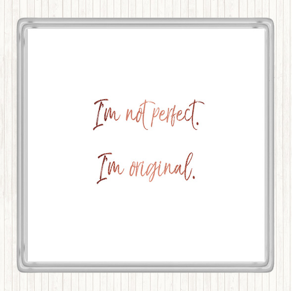 Rose Gold Not Perfect Quote Drinks Mat Coaster