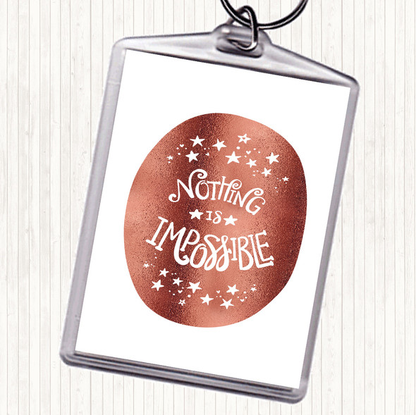 Rose Gold Nothing Impossible Unicorn Quote Bag Tag Keychain Keyring