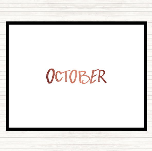 Rose Gold October Quote Mouse Mat Pad