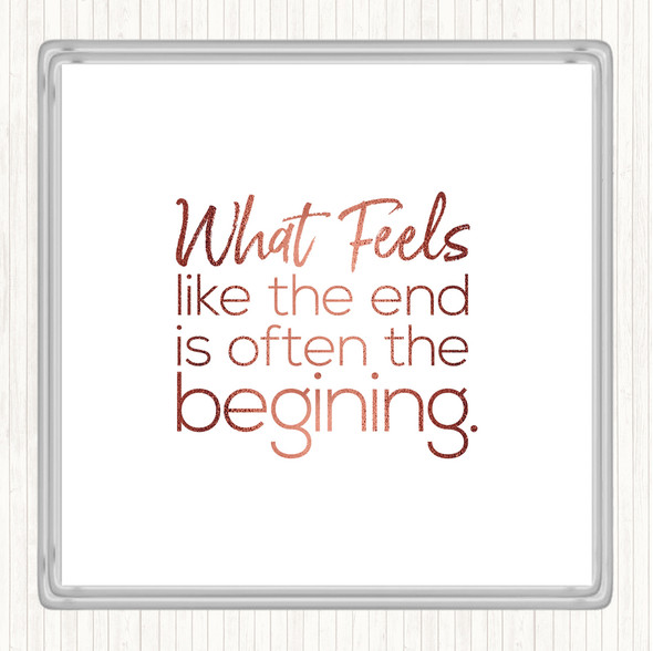 Rose Gold Often The Beginning Quote Drinks Mat Coaster
