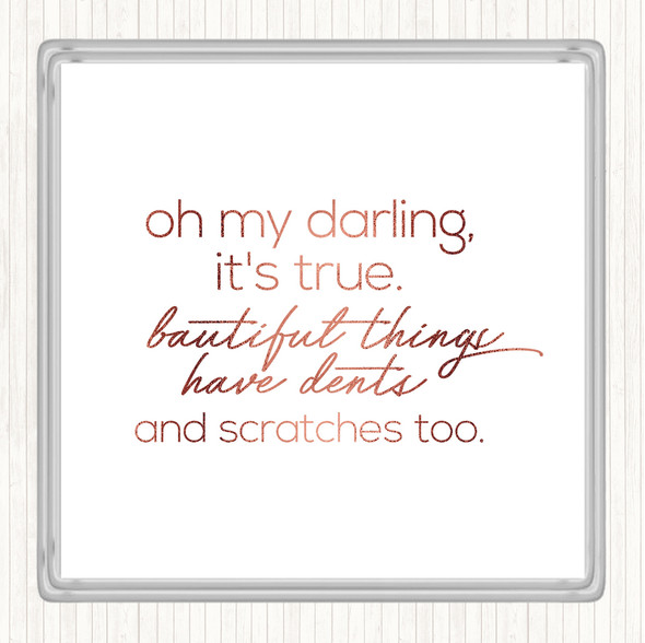 Rose Gold Oh My Darling Quote Drinks Mat Coaster