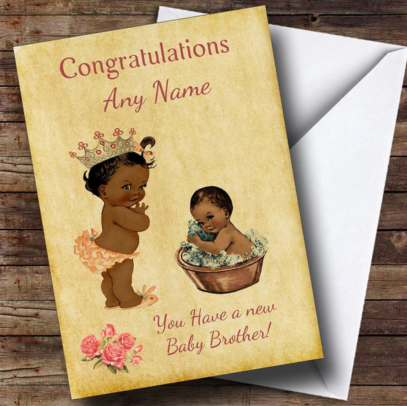 Black Baby Boy Brother You're A Big Sister Personalised Sibling Card