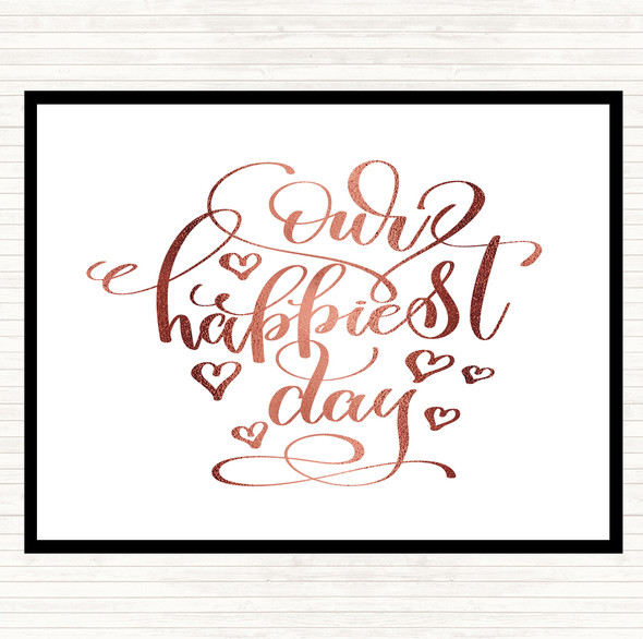 Rose Gold Our Happiest Day Quote Mouse Mat Pad