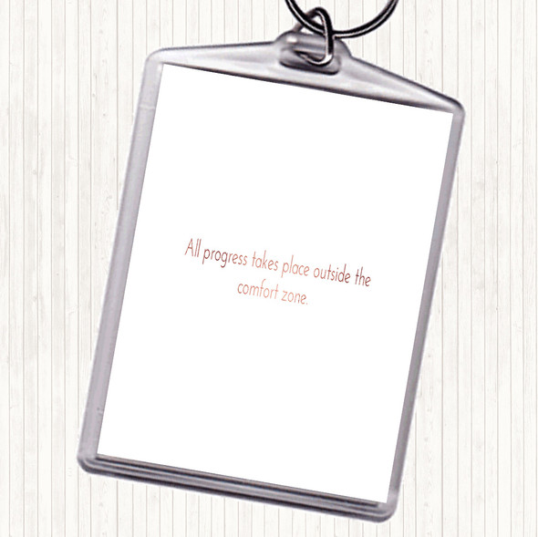 Rose Gold Outside The Comfort Zone Quote Bag Tag Keychain Keyring