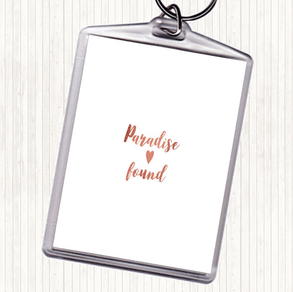 Rose Gold Paradise Quote Bag Tag Keychain Keyring