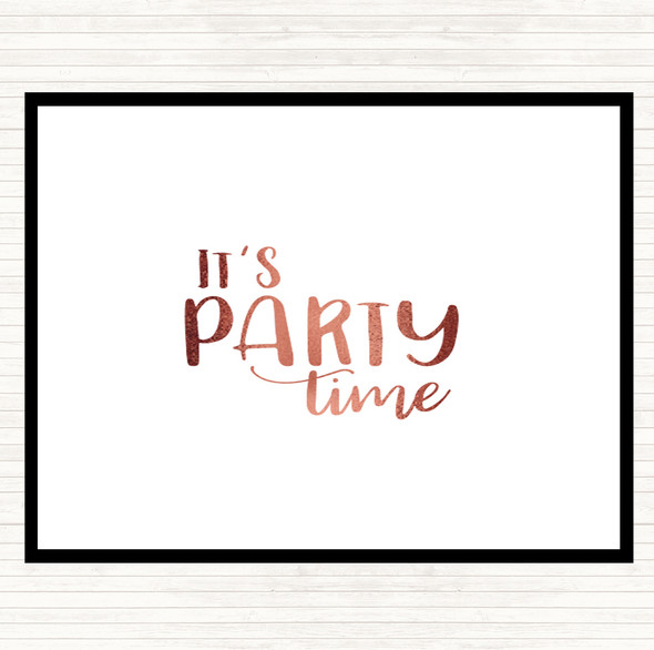 Rose Gold Party Time Quote Mouse Mat Pad