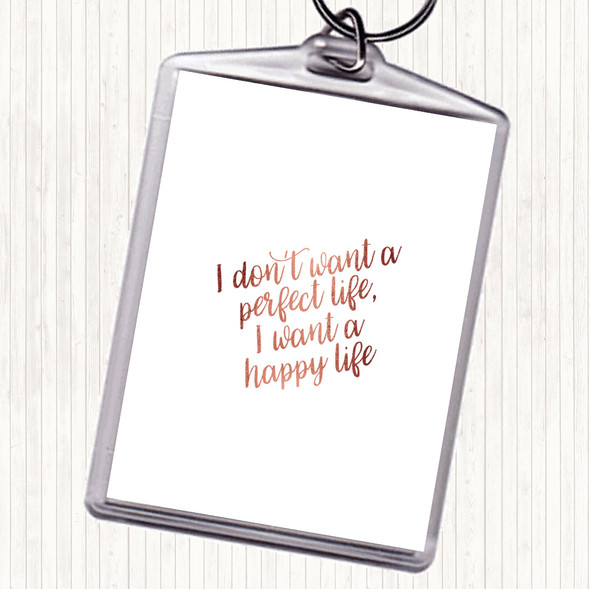 Rose Gold Perfect Life Quote Bag Tag Keychain Keyring