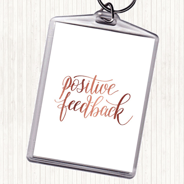 Rose Gold Positive Feedback Quote Bag Tag Keychain Keyring