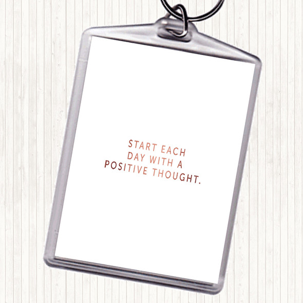 Rose Gold Positive Thought Quote Bag Tag Keychain Keyring