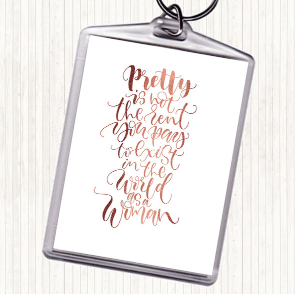 Rose Gold Pretty Woman Quote Bag Tag Keychain Keyring