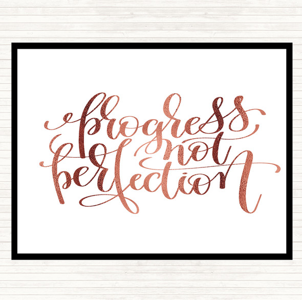 Rose Gold Progress Not Perfection Quote Mouse Mat Pad