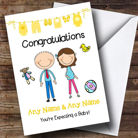 Brunette Mum To Be Congratulations Expecting A Baby Personalised Pregnancy Card