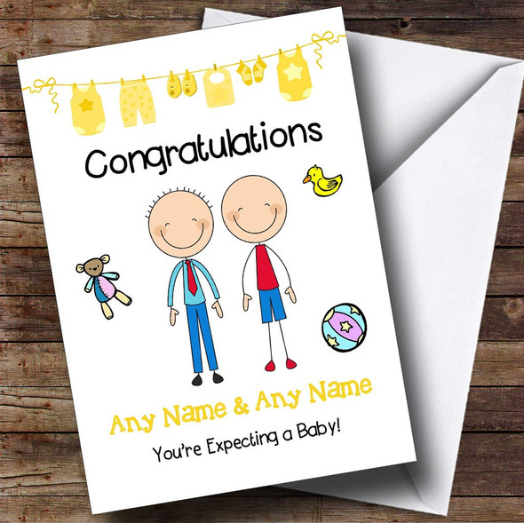 Gay Male Couple Congratulations Expecting A Baby Personalised Pregnancy Card