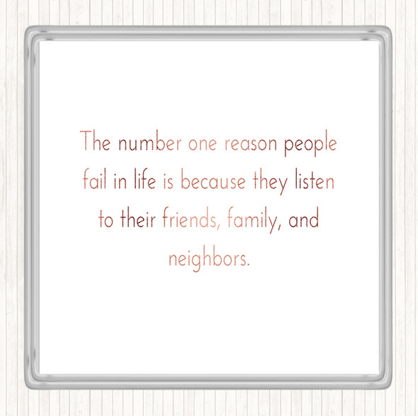 Rose Gold Reason People Fail Quote Drinks Mat Coaster