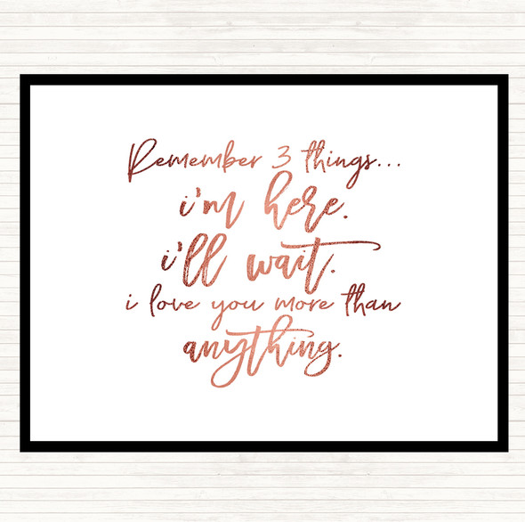 Rose Gold Remember 3 Things Quote Mouse Mat Pad