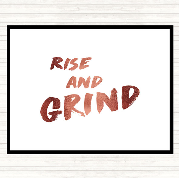 Rose Gold Rise And Grind Bold Quote Mouse Mat Pad