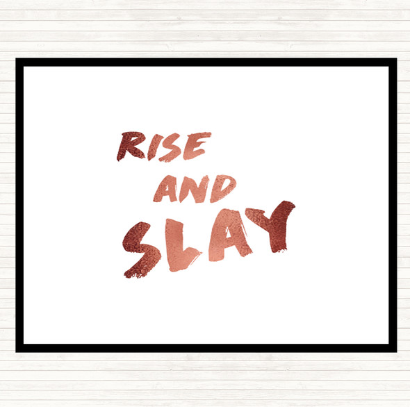 Rose Gold Rise And Slay Bold Quote Mouse Mat Pad