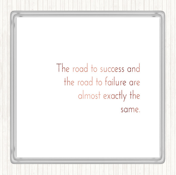 Rose Gold Road To Success Quote Drinks Mat Coaster