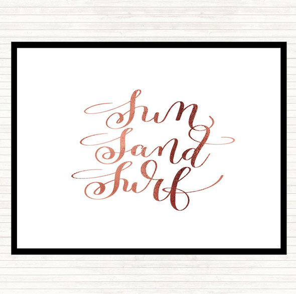 Rose Gold Sand Surf Quote Dinner Table Placemat