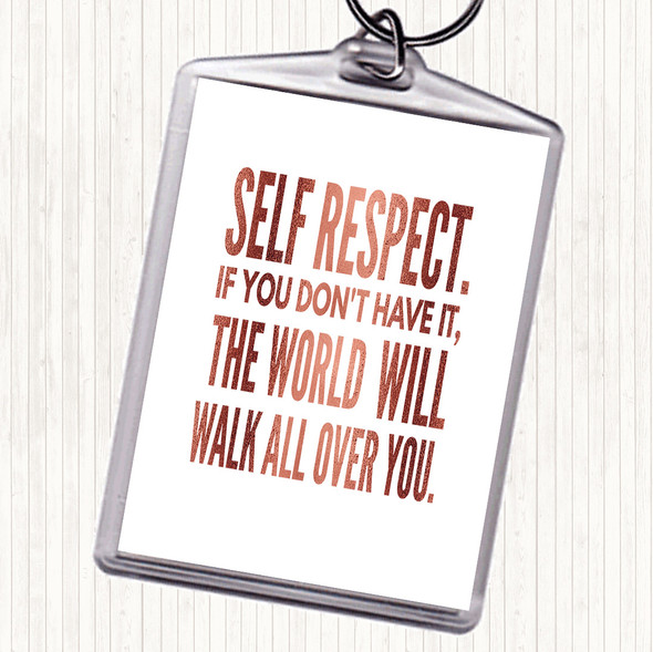 Rose Gold Self Respect Quote Bag Tag Keychain Keyring
