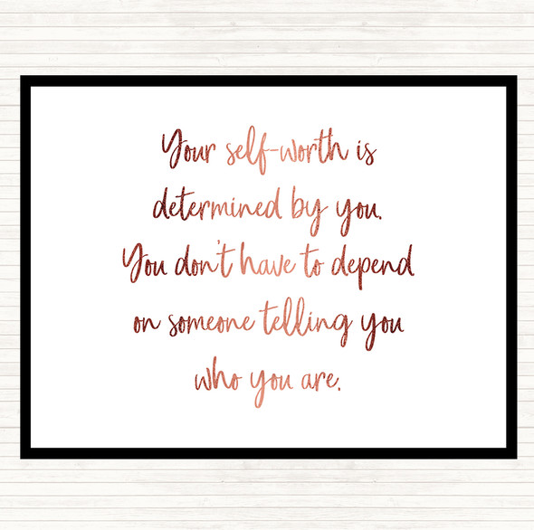 Rose Gold Self Worth Quote Mouse Mat Pad