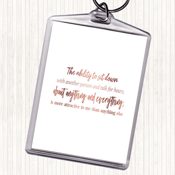 Rose Gold Ability To Sit Down Quote Bag Tag Keychain Keyring