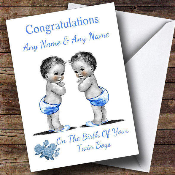 Cute You Have New Twin Sons Baby Boys Personalised New Baby Card