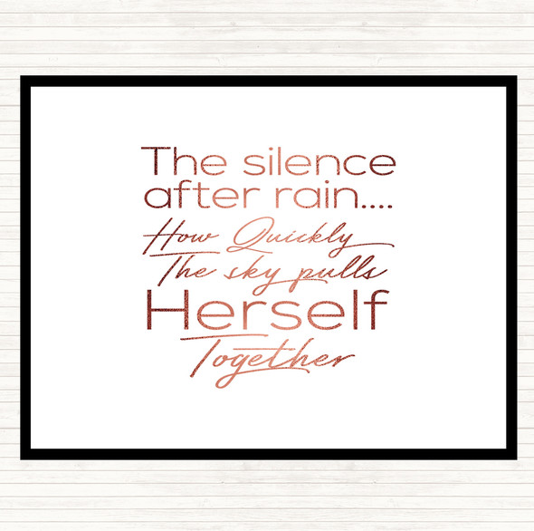 Rose Gold Silence After Rain Quote Mouse Mat Pad