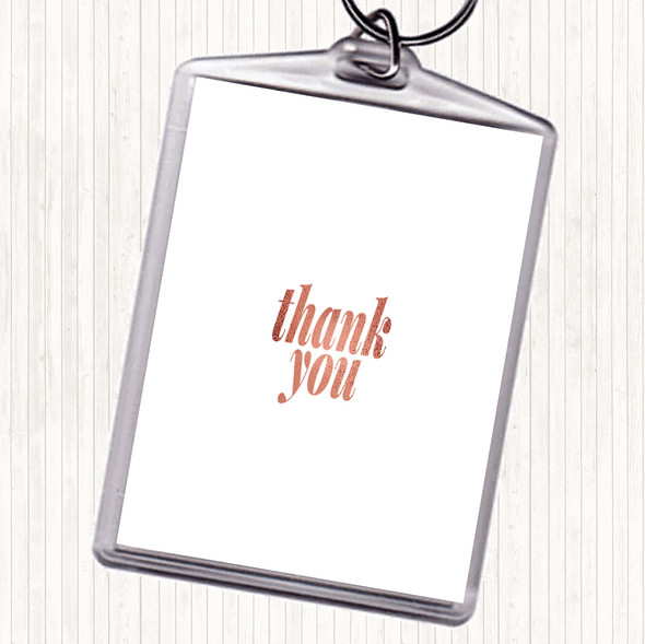 Rose Gold Small Thank You Quote Bag Tag Keychain Keyring