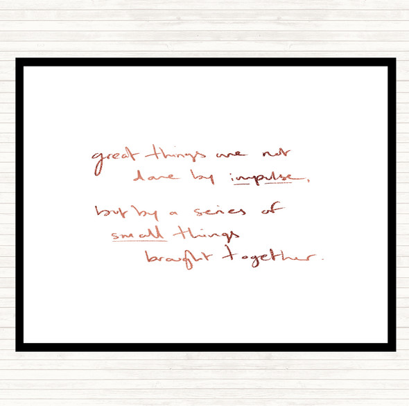 Rose Gold Small Things Together Quote Mouse Mat Pad