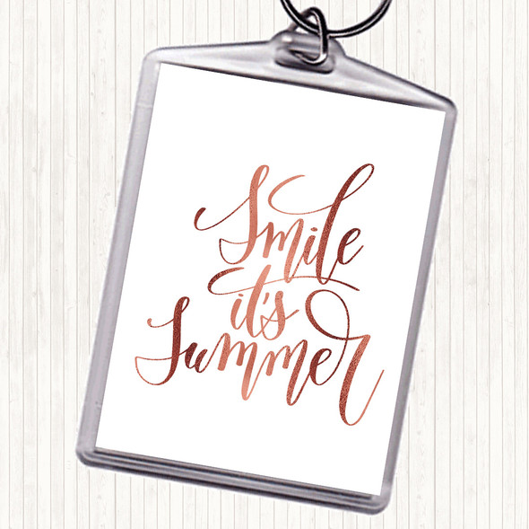 Rose Gold Smile Its Summer Quote Bag Tag Keychain Keyring