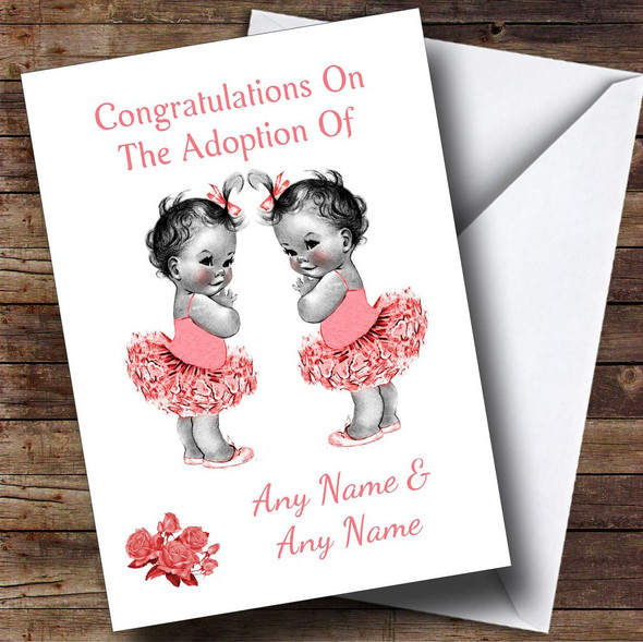 Adoption Congratulations Adopting A Twin Girls Daughter Personalised Card