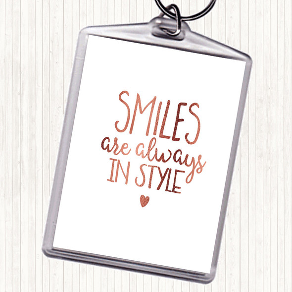 Rose Gold Smiles Are Always In Style Quote Bag Tag Keychain Keyring