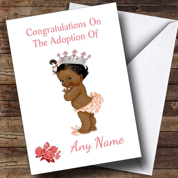 Cute Adoption Congratulations Adopting A Girl Daughter Black Personalised Card