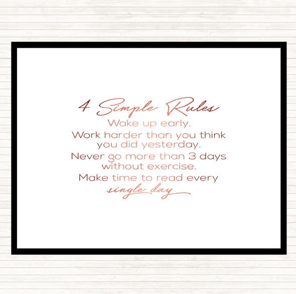 Rose Gold 4 Simple Rules Quote Mouse Mat Pad