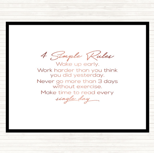 Rose Gold 4 Simple Rules Quote Dinner Table Placemat