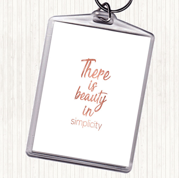 Rose Gold Beauty In Simplicity Quote Bag Tag Keychain Keyring