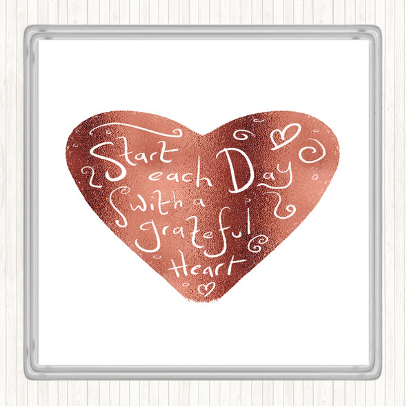 Rose Gold Start Each Day Grateful Quote Drinks Mat Coaster