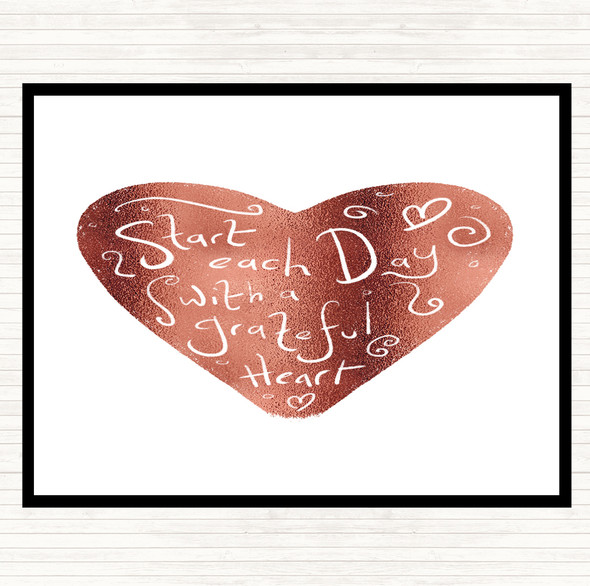 Rose Gold Start Each Day Grateful Quote Dinner Table Placemat