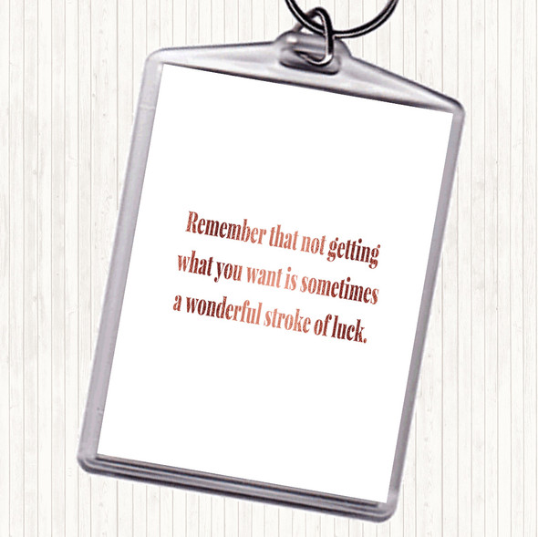 Rose Gold Stroke Of Luck Quote Bag Tag Keychain Keyring