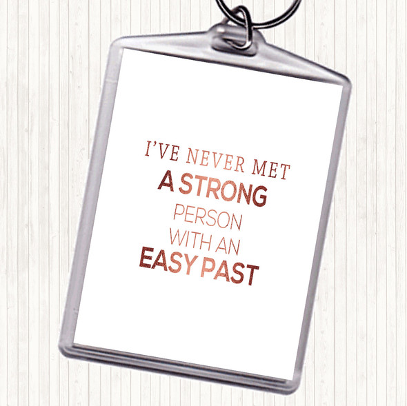 Rose Gold Strong Person Quote Bag Tag Keychain Keyring