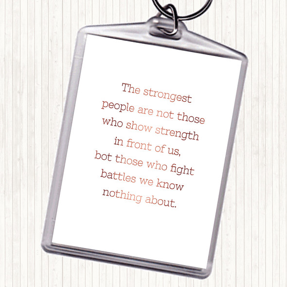 Rose Gold Strongest People Quote Bag Tag Keychain Keyring