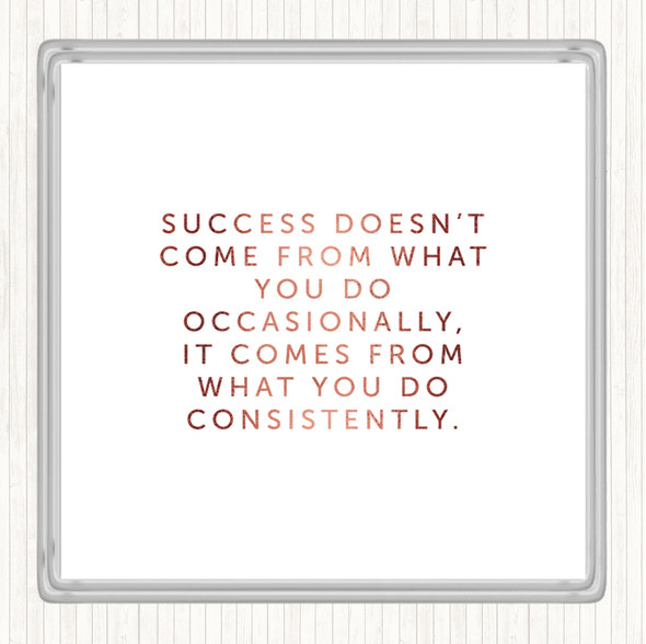 Rose Gold Success Quote Drinks Mat Coaster