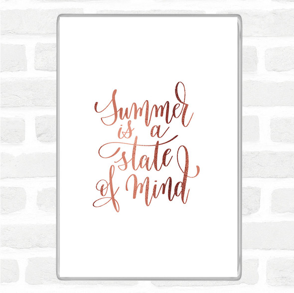 Rose Gold Summer State Of Mind Quote Jumbo Fridge Magnet